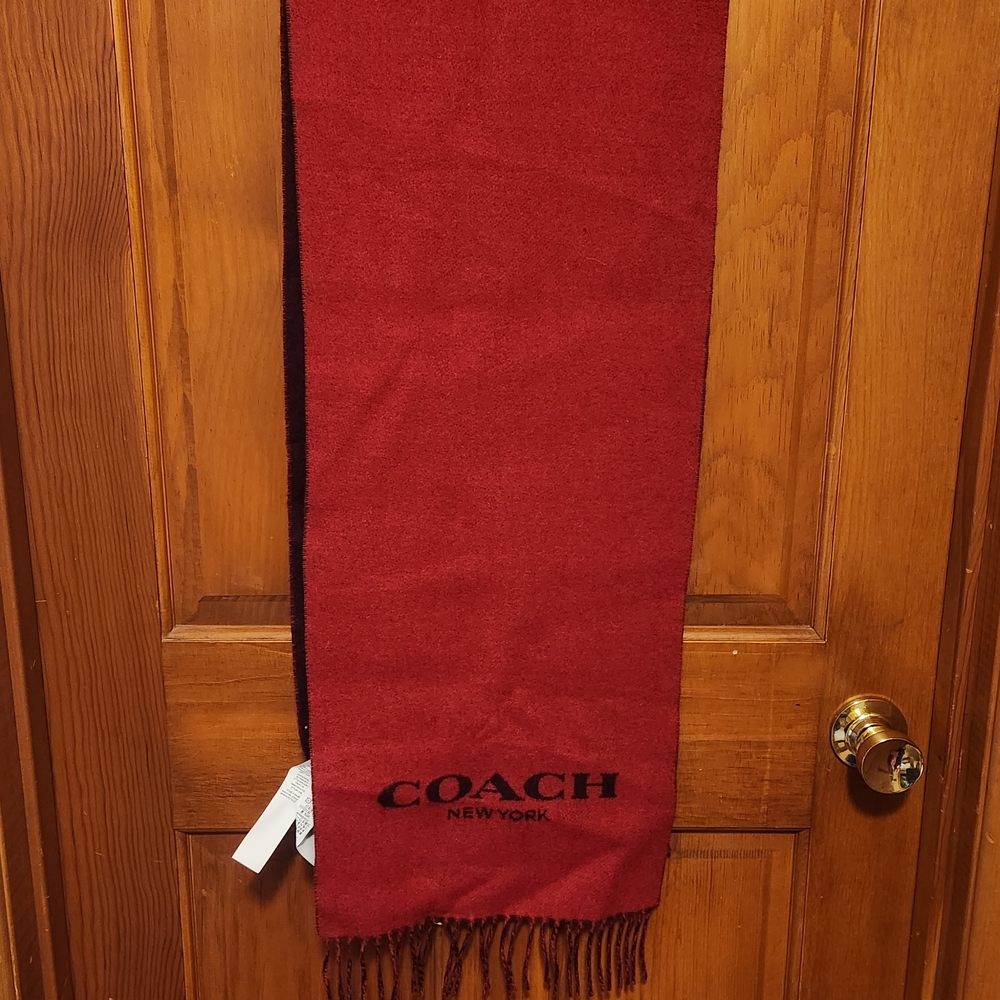 Coach Red Scarf with Black Logo